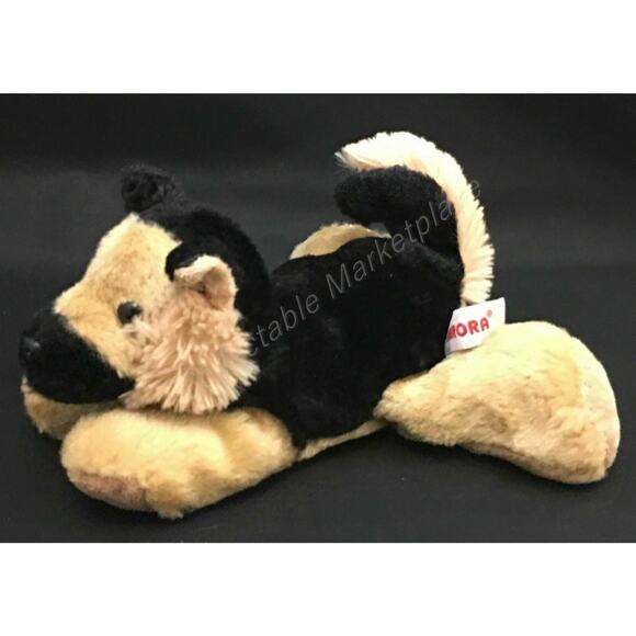 8" Aurora Floppy Flopsie Brown & Black Shepard Puppy Beanbag Plush - Picture 2 of 8